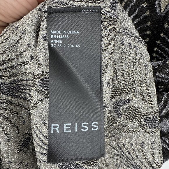 New Reiss Size Large Annie Metallic Jacquard Tunic Mini Dress Bodycon - Picture 15 of 16